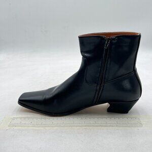 Black Women Square Toe Ankle Boots Low Heel Winter Shoes Side Zip Short Boots